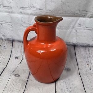 Frankoma red orange flame Med/sm jug pitcher vintage art pottery 8 Inches